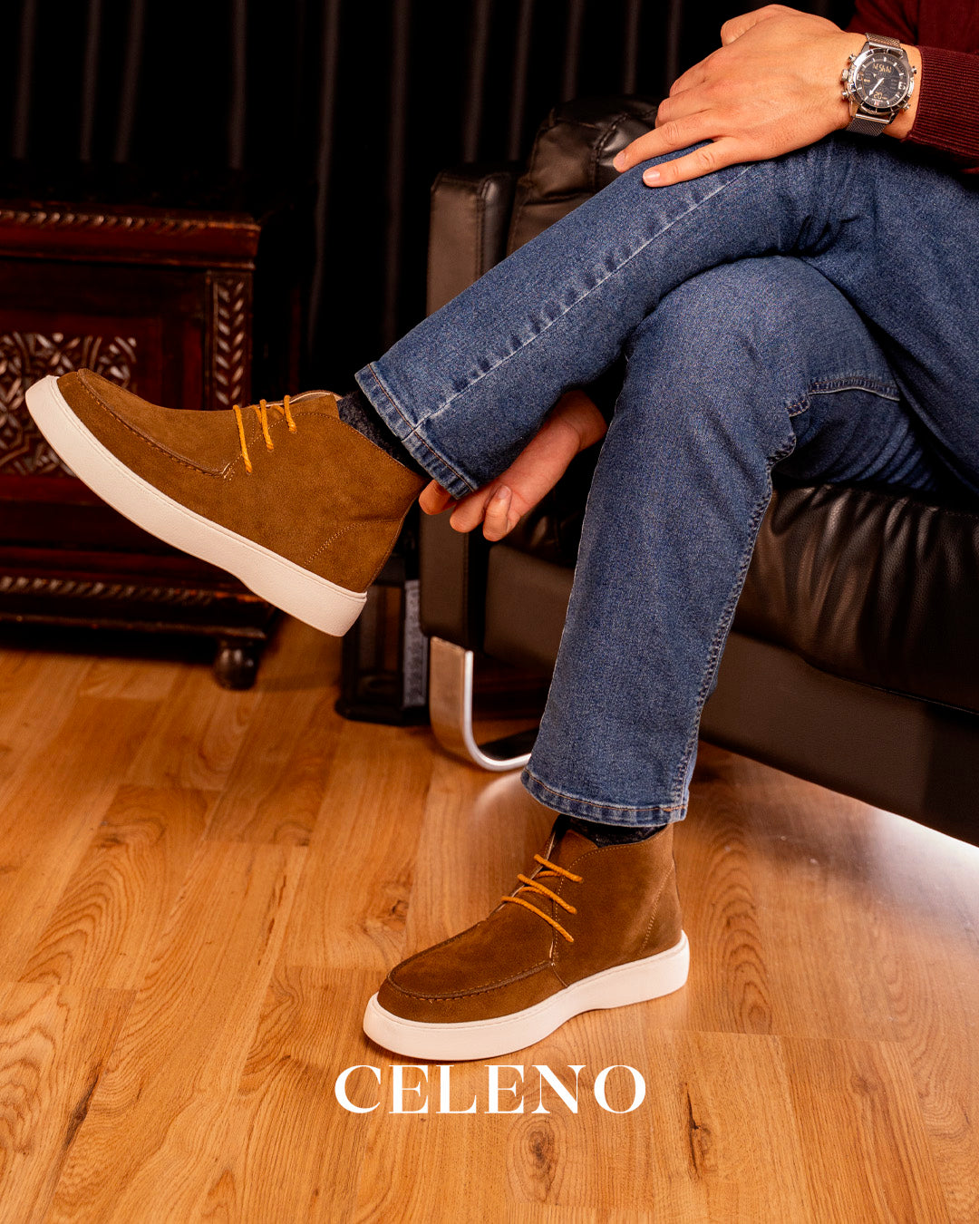 BOTTINE CHUKKA EN DAIM, Marron CL328