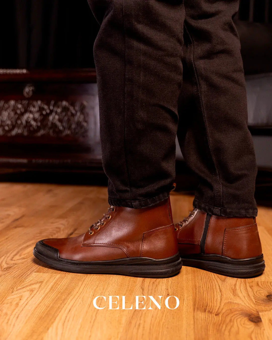 Bottine Parker en Cuir, Marron– CL3063 Celeno