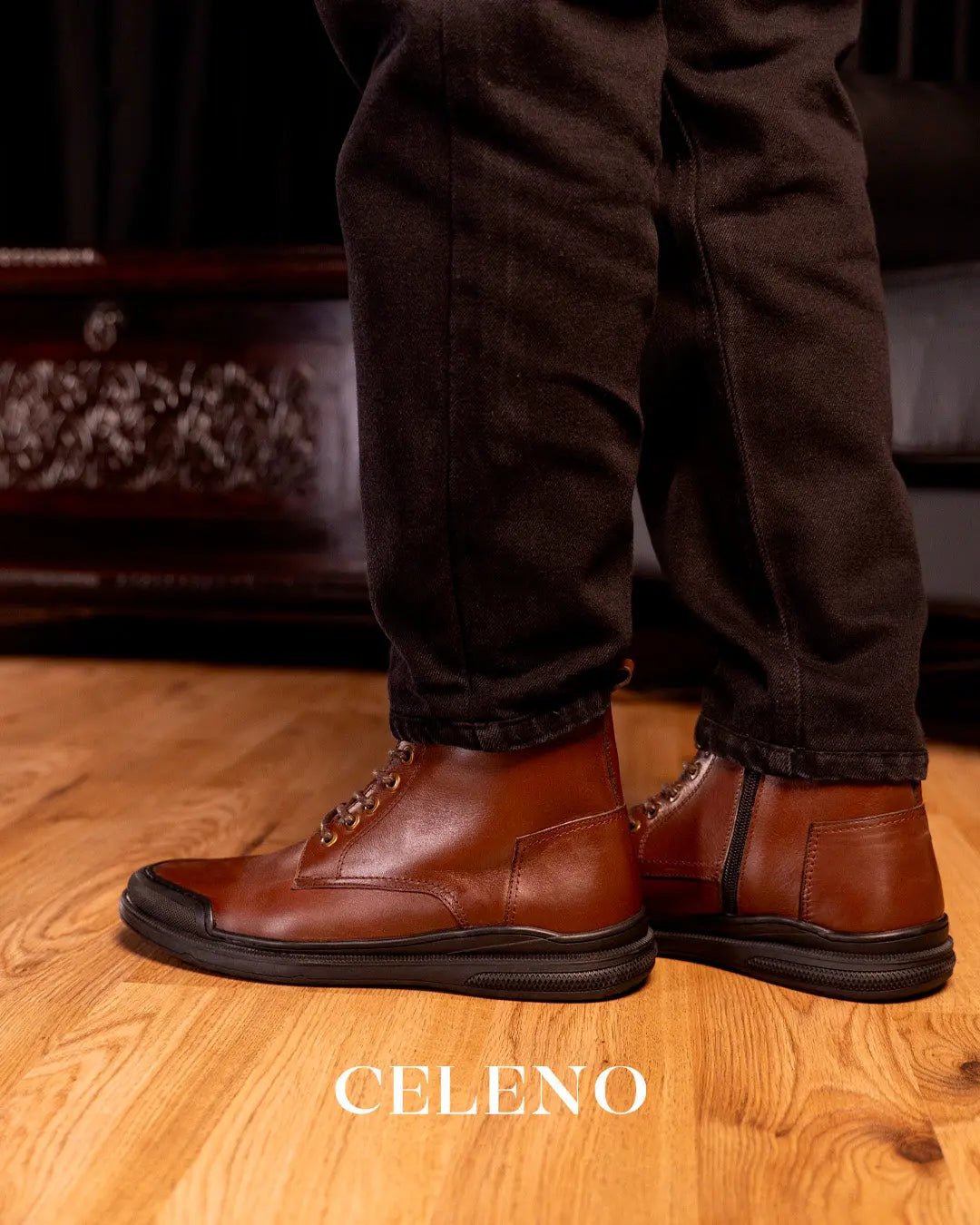 Bottine Parker en Cuir, Marron– CL3063 Celeno
