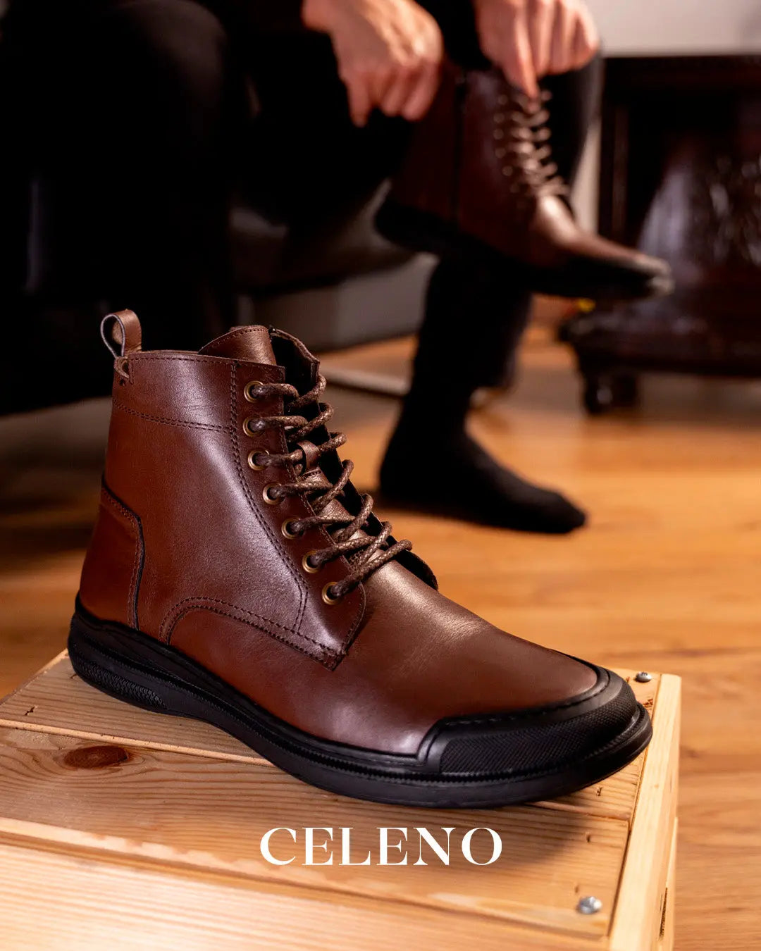 Bottine Parker en Cuir, Marron– CL3063 Celeno