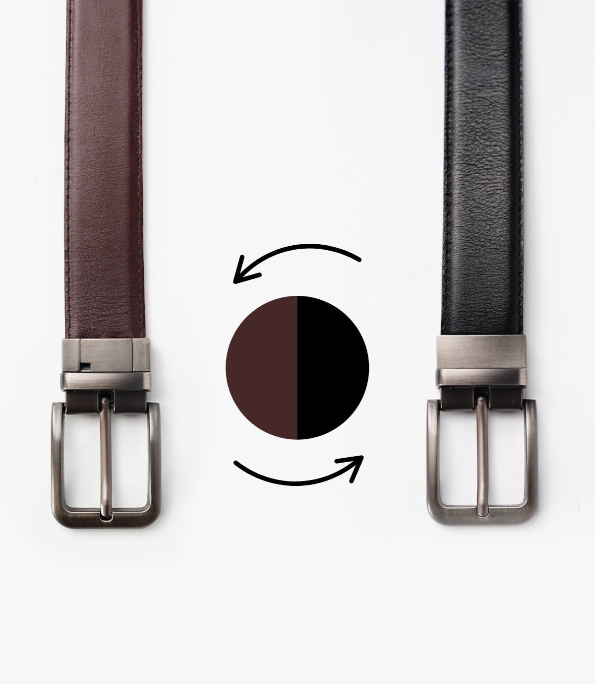 CEINTURE JAY en Cuir Double Face, Noir-Marron – CLCLASS
