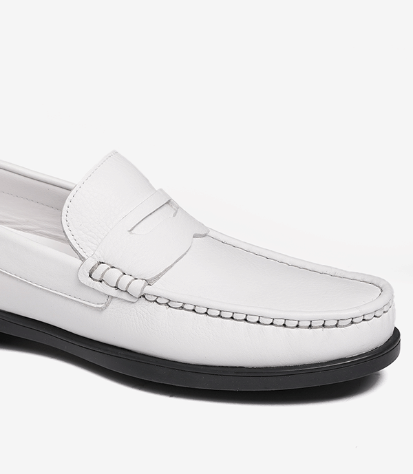MOCASSIN ALTON en Cuir, Blanc – CL46