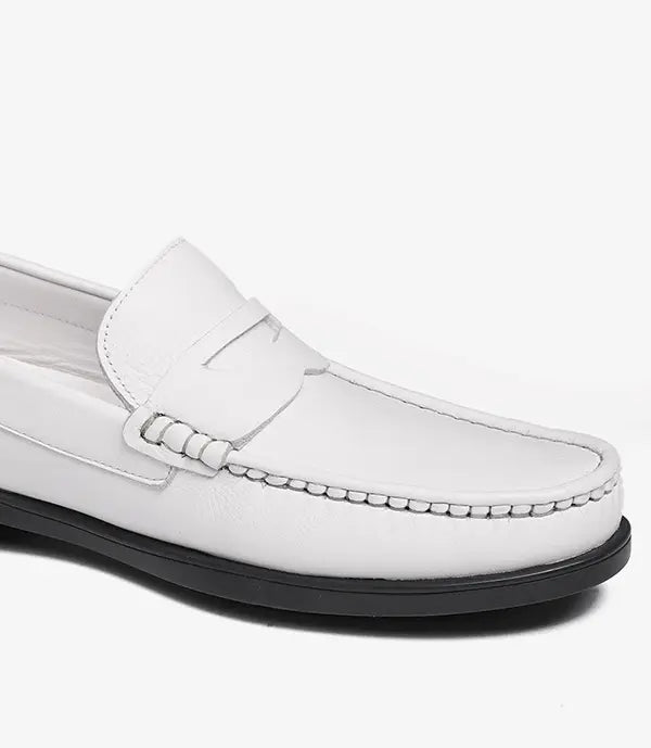 MOCASSIN ALTON en Cuir, Blanc – CL46 Celeno