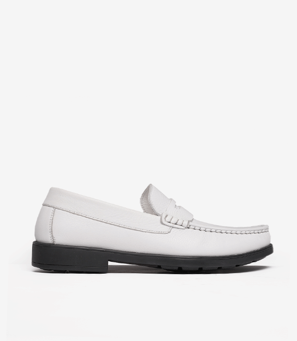 MOCASSIN ALTON en Cuir, Blanc – CL46