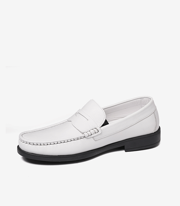 MOCASSIN ALTON en Cuir, Blanc – CL46