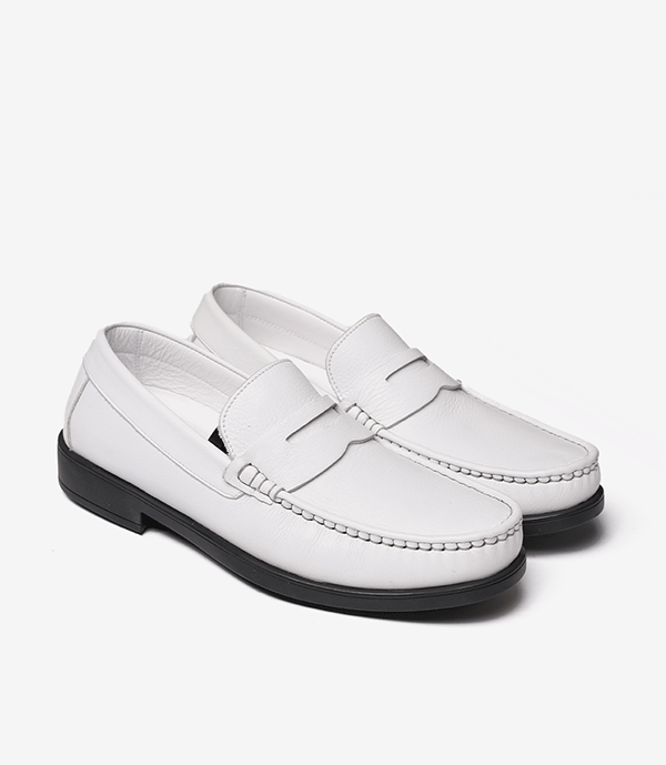 MOCASSIN ALTON en Cuir, Blanc – CL46