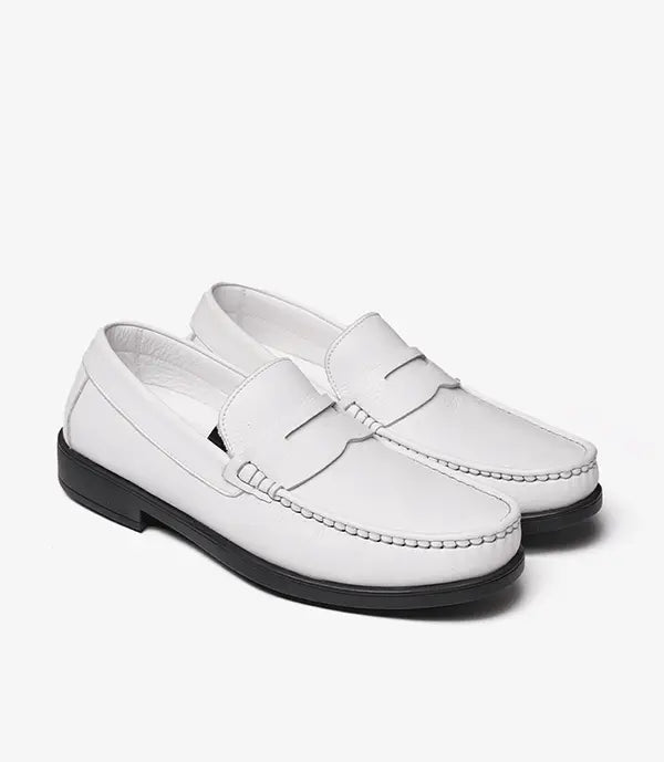MOCASSIN ALTON en Cuir, Blanc – CL46 Celeno