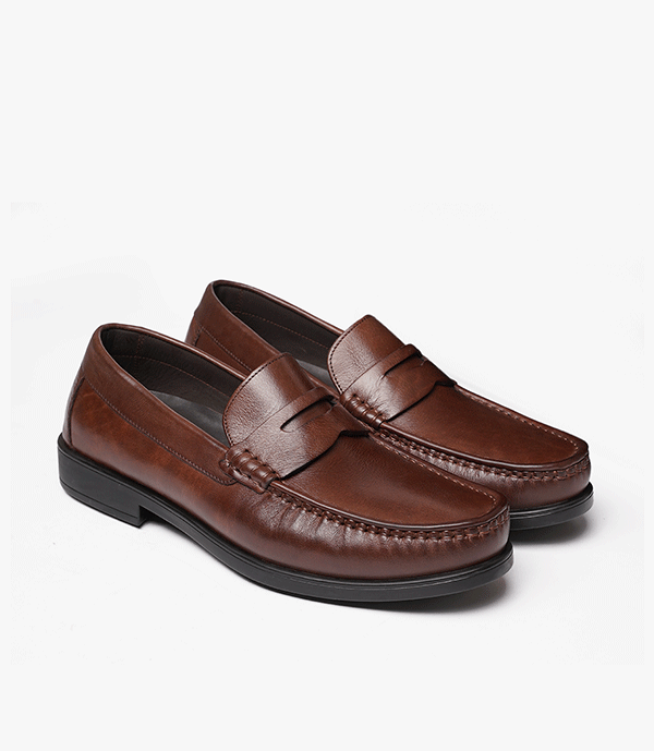 MOCASSIN ALTON en Cuir, Marron – CL46