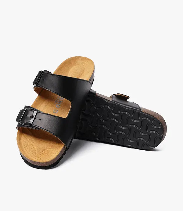 SANDALES Walk en Cuir, Noir – SL02 Celeno