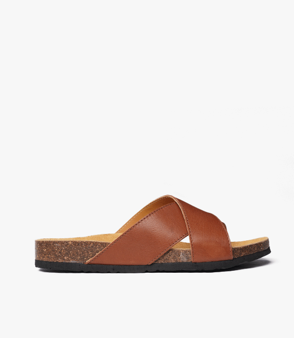 SANDALES Rivagio en Cuir, Tabac – SL03