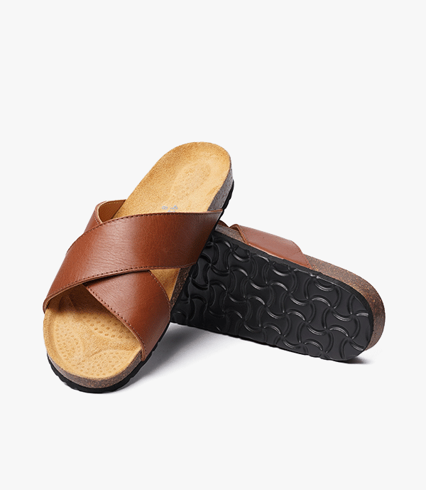 SANDALES Rivagio en Cuir, Tabac – SL03