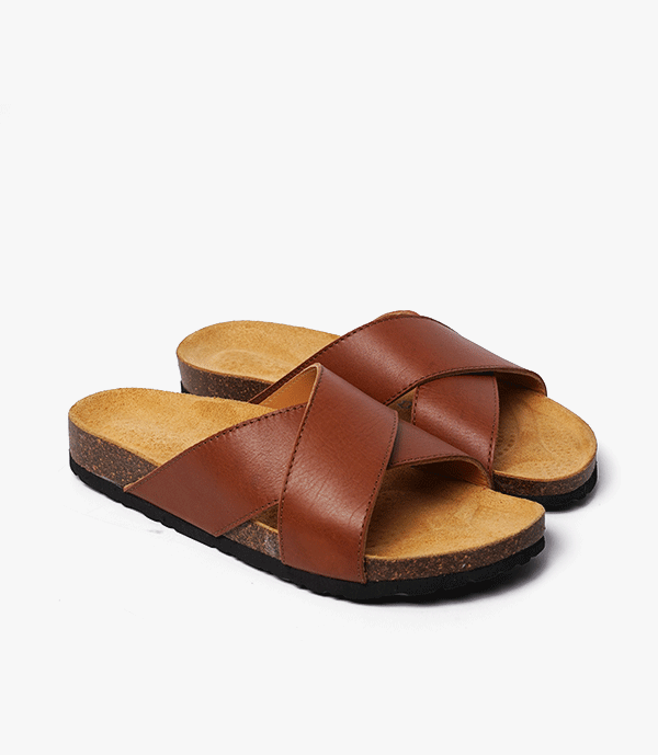 SANDALES Rivagio en Cuir, Tabac – SL03