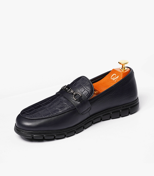 MOCASSIN Carter En Cuir, Bleu Nuit – CL4001