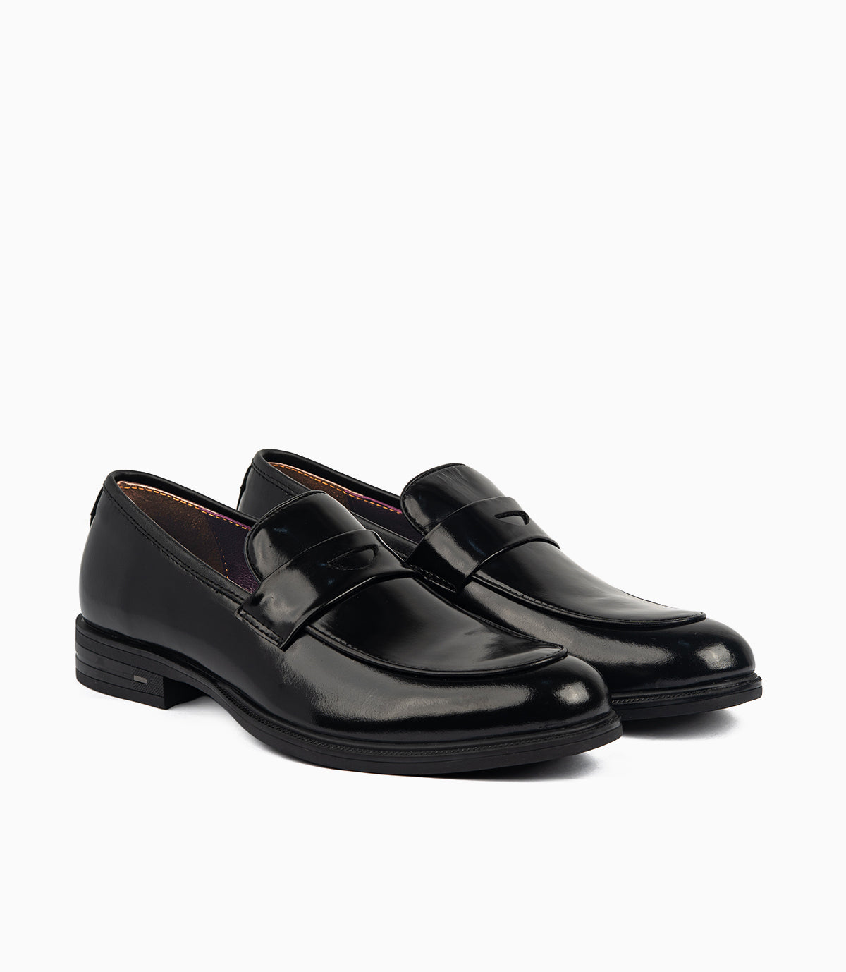 Mocassin Penny Loafer en Cuir, Noir Démasquable CL2001