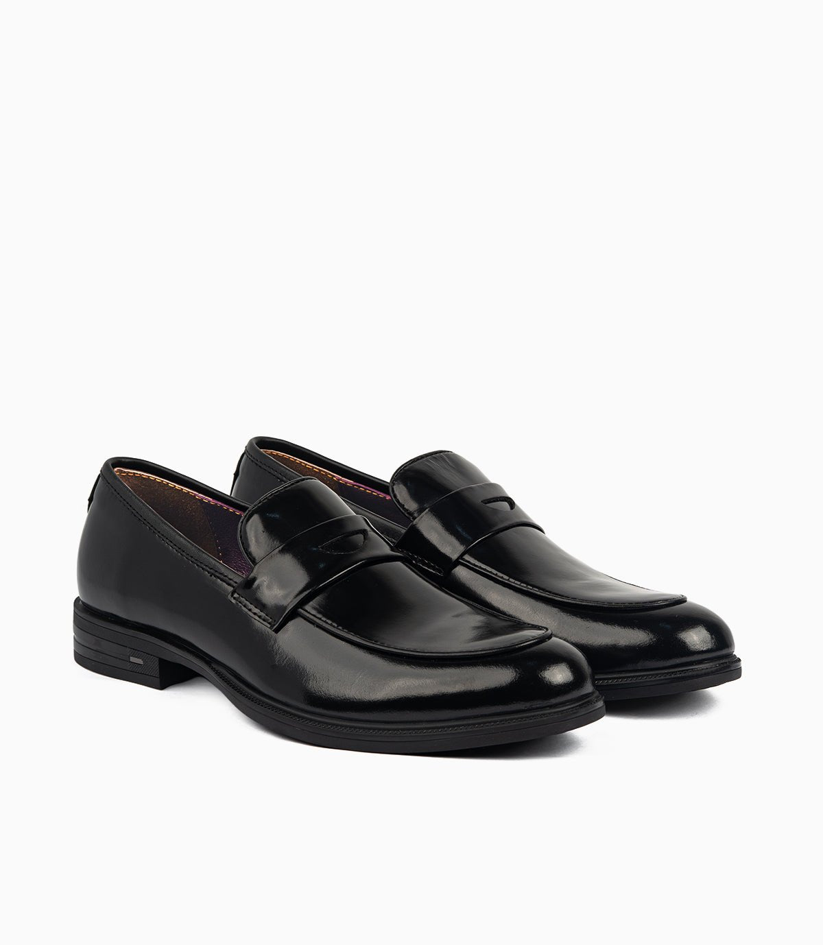 Mocassin Penny Loafer en Cuir, Noir Démasquable CL2001