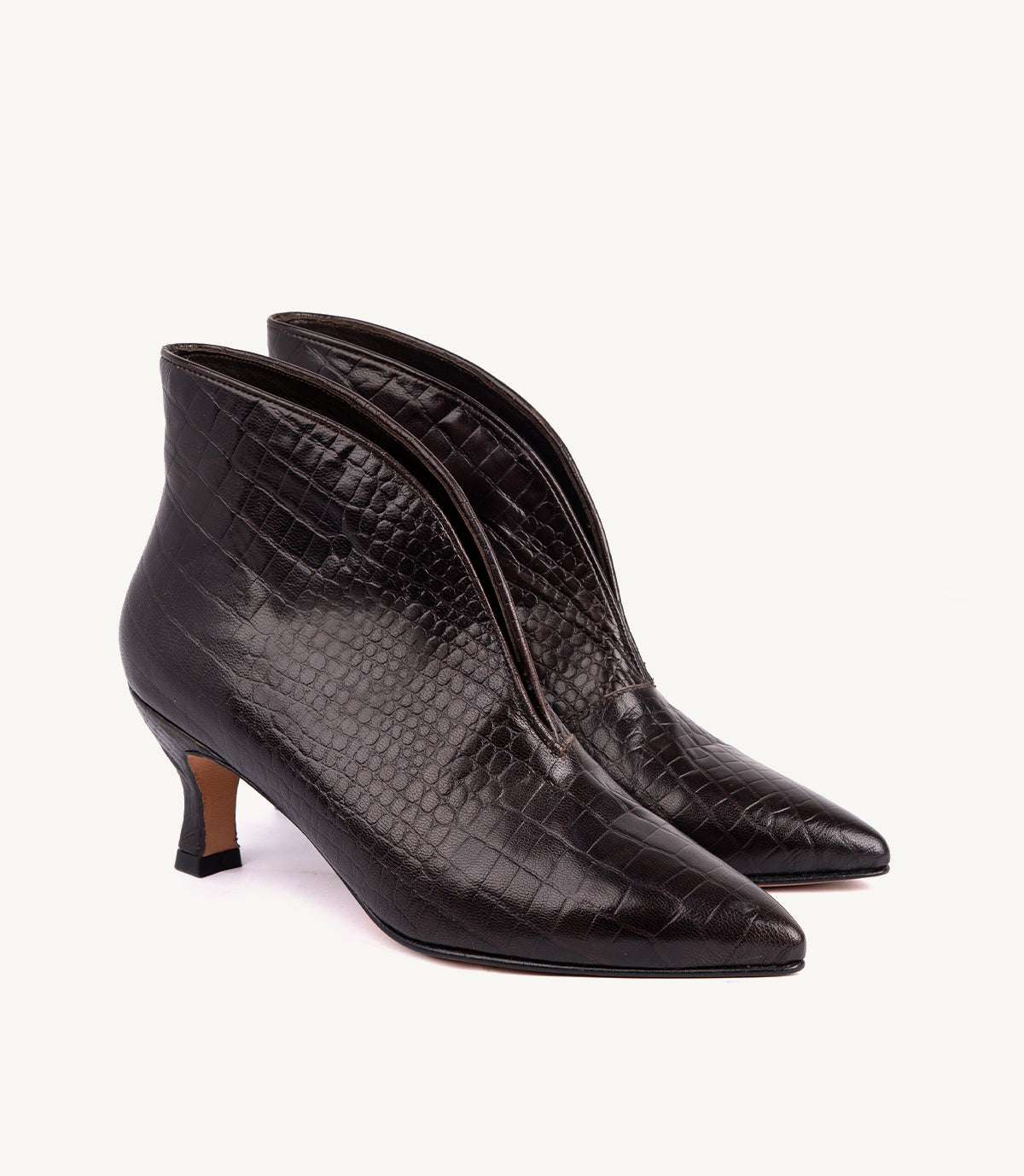 BOTTINE IMANE EFFET CROCO, MARRON FONCÉ