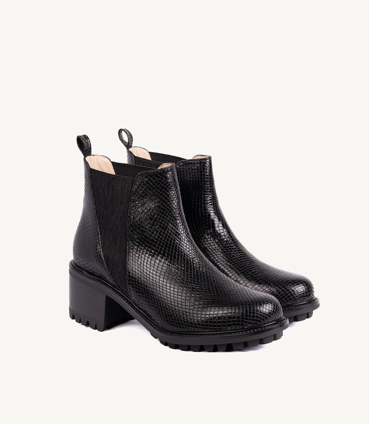 BOTTINE BLACK EN CUIR EFFET SERPENT NOIR