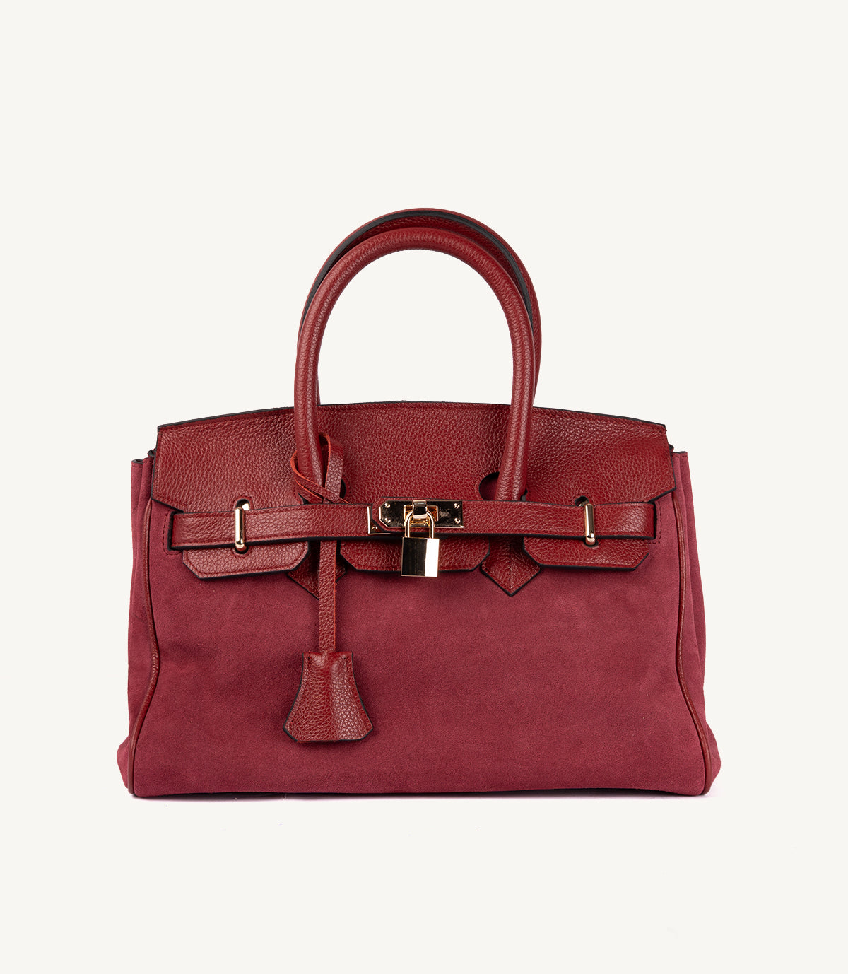 SAC À MAIN SIENA EN CUIR ET DAIM, BORDEAUX - 025