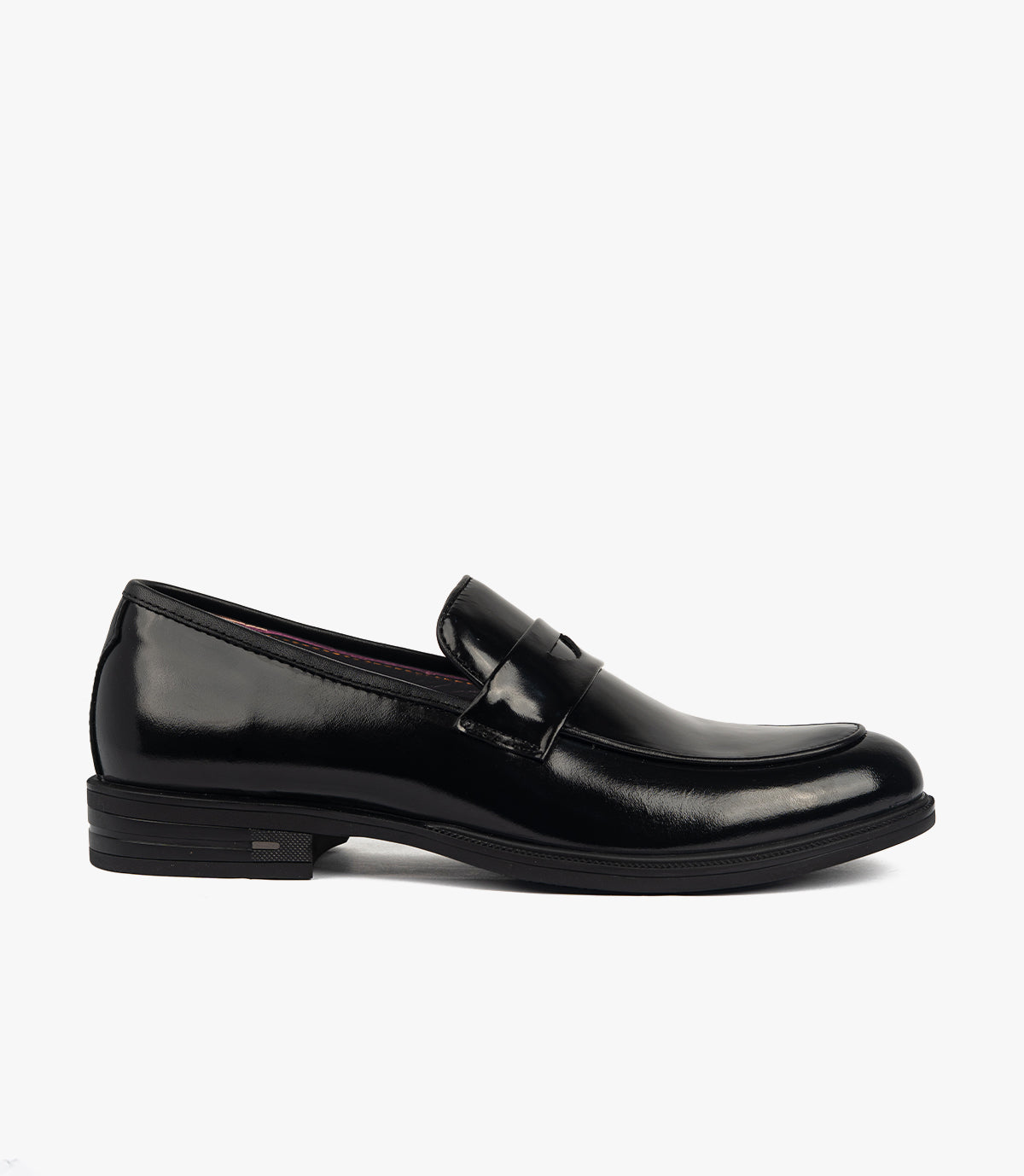Mocassin Penny Loafer en Cuir, Noir Démasquable CL2001