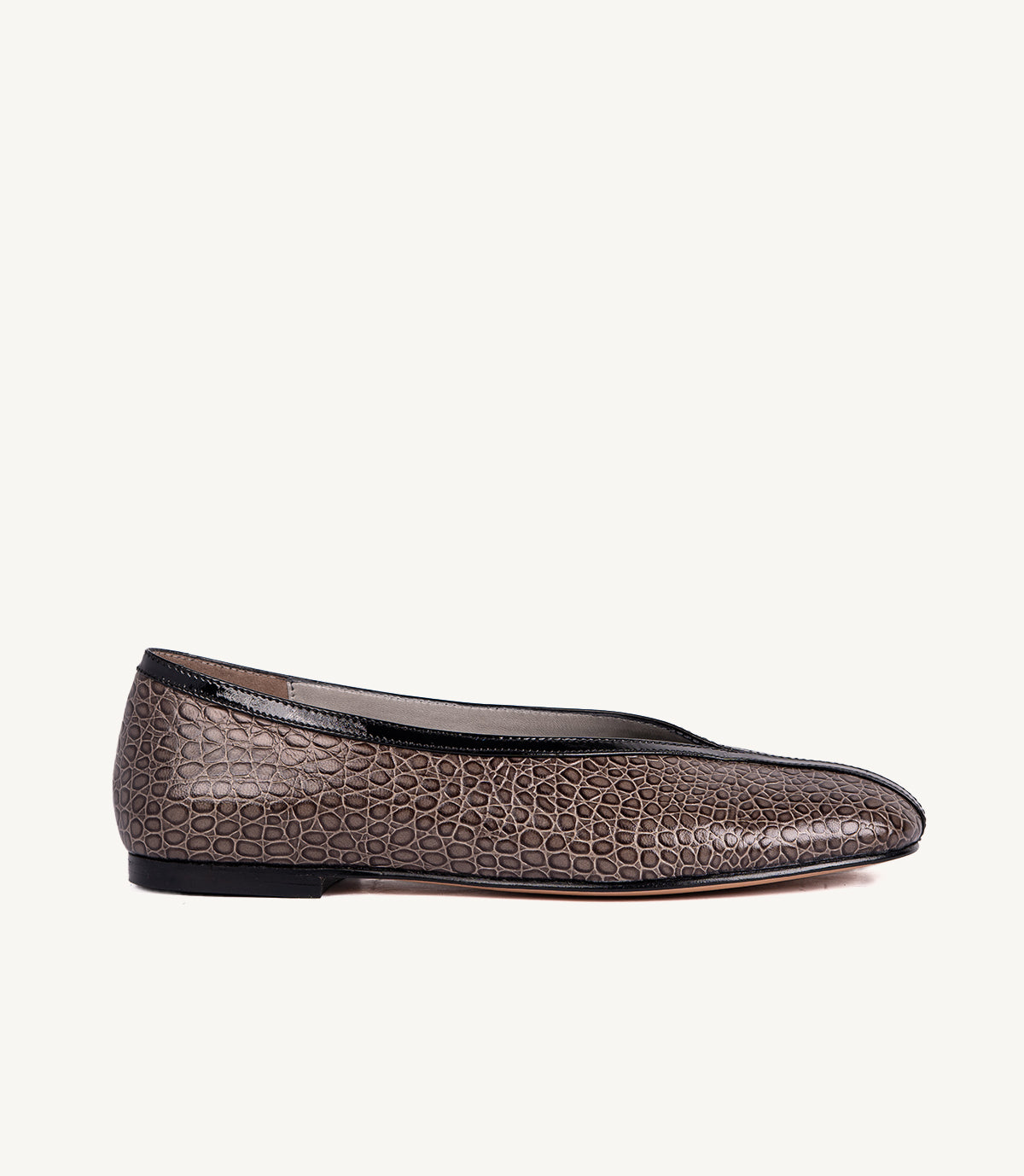 BALLERINE - LOUSY EN CUIR CROCO TAUPE