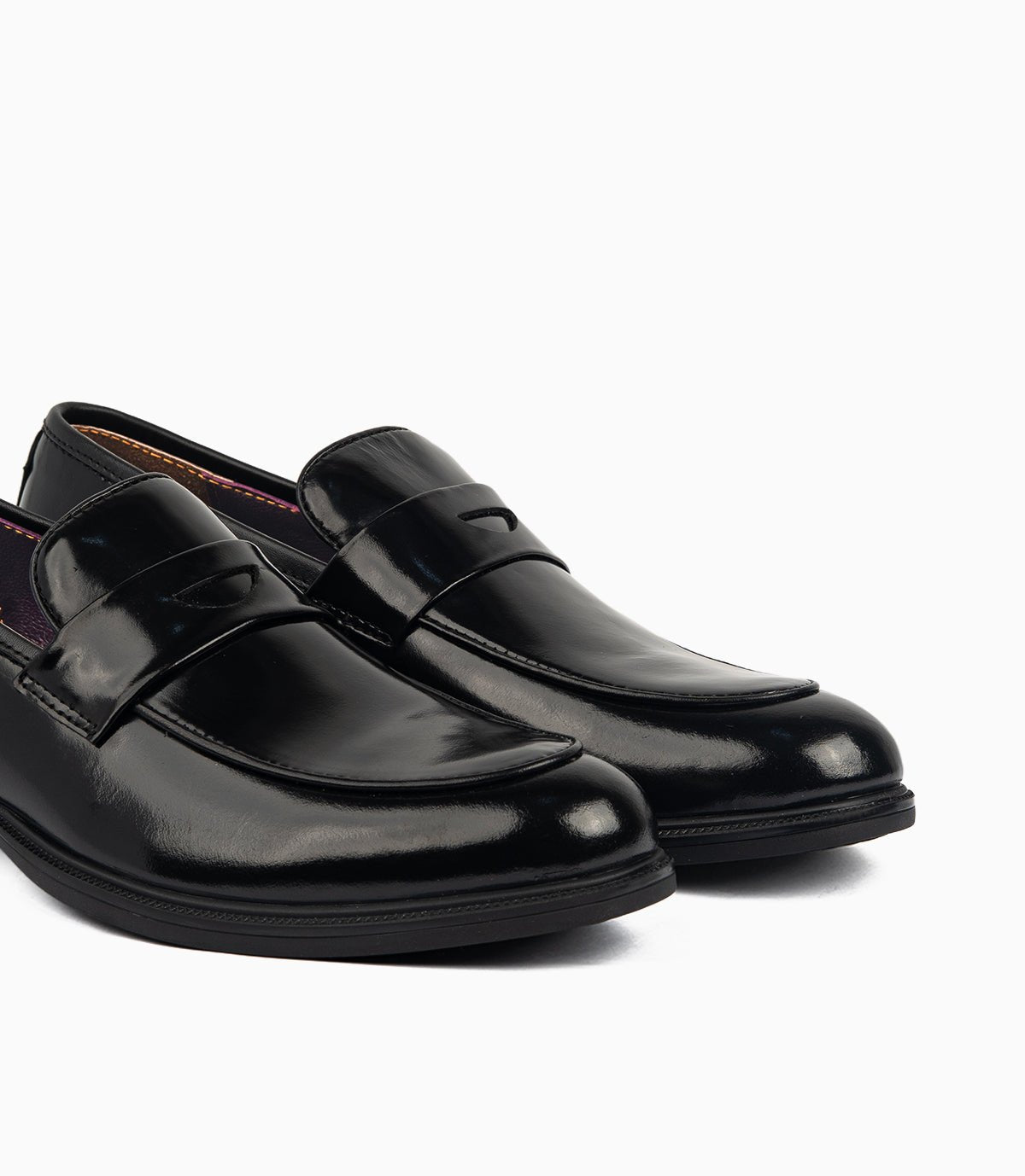 Mocassin Penny Loafer en Cuir, Noir Démasquable CL2001