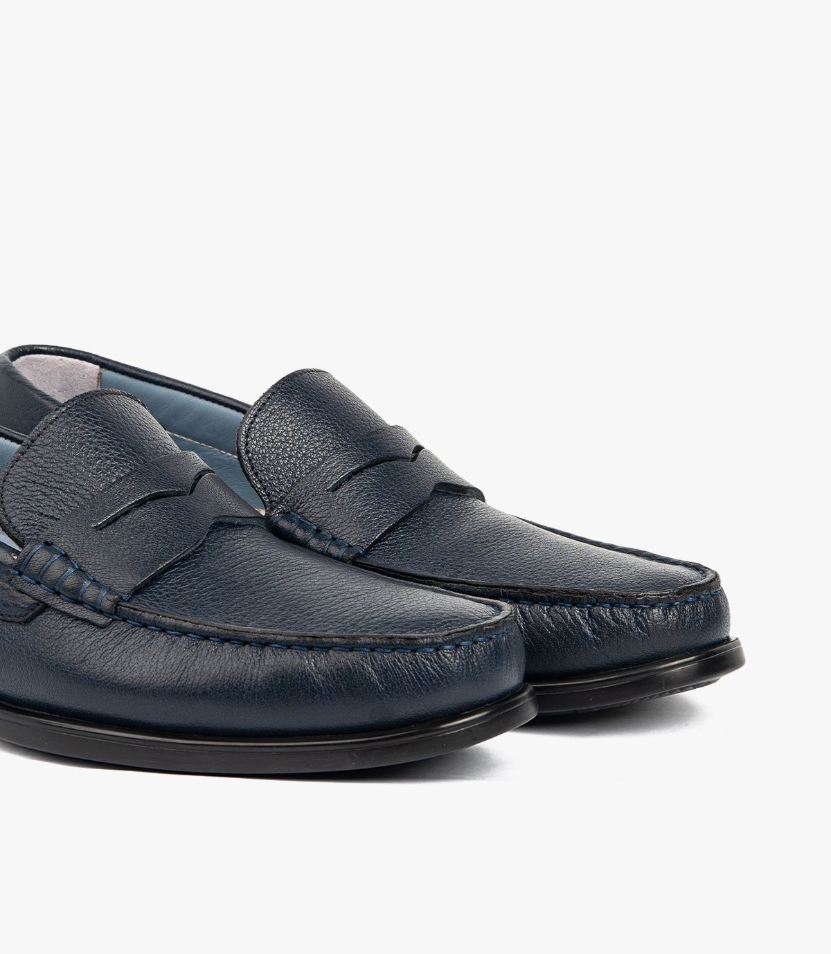 Mocassin ORSON en Cuir, Bleu Nuit – CL110