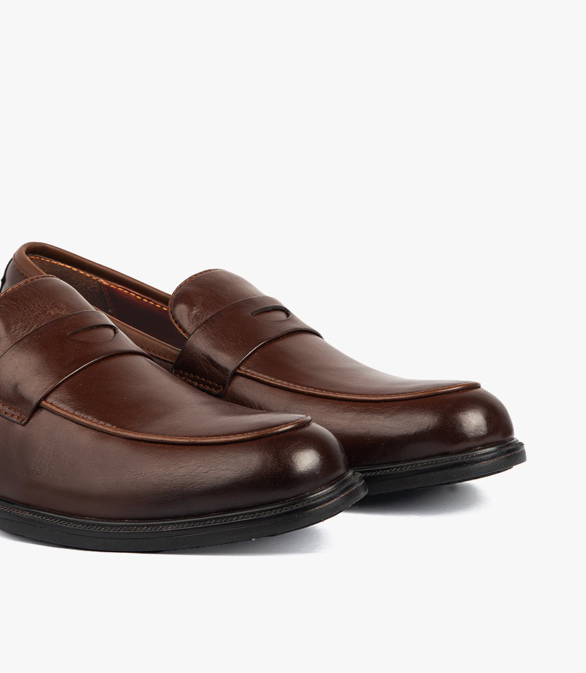 Mocassin Penny Loafer en Cuir, Marron CL2001