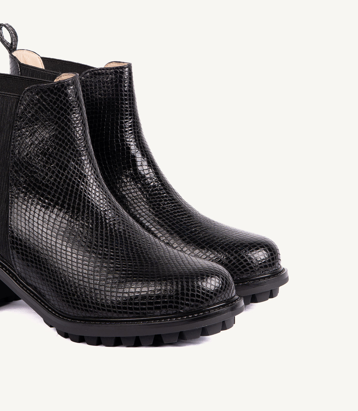BOTTINE BLACK EN CUIR EFFET SERPENT NOIR