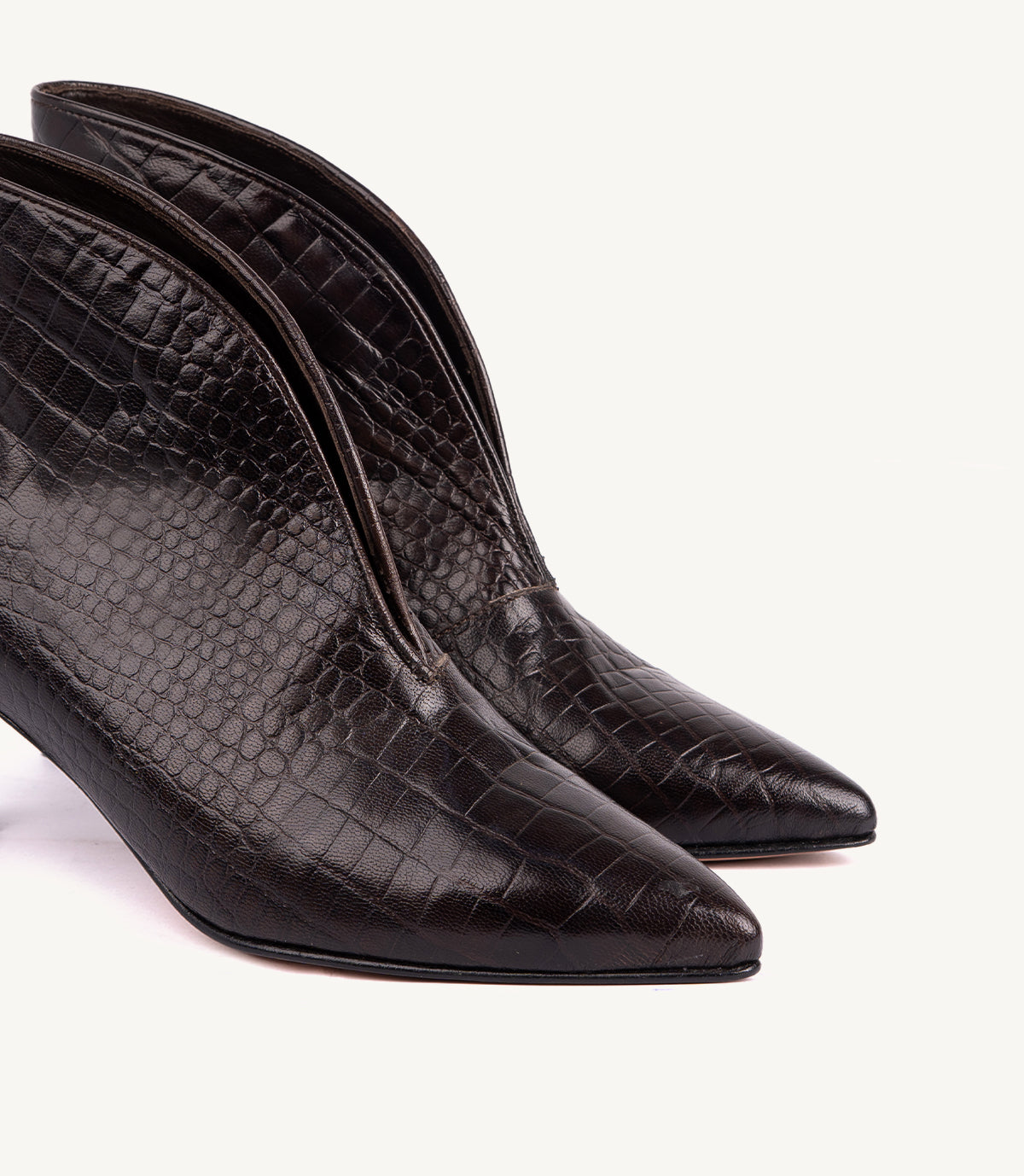 BOTTINE IMANE EFFET CROCO, MARRON FONCÉ