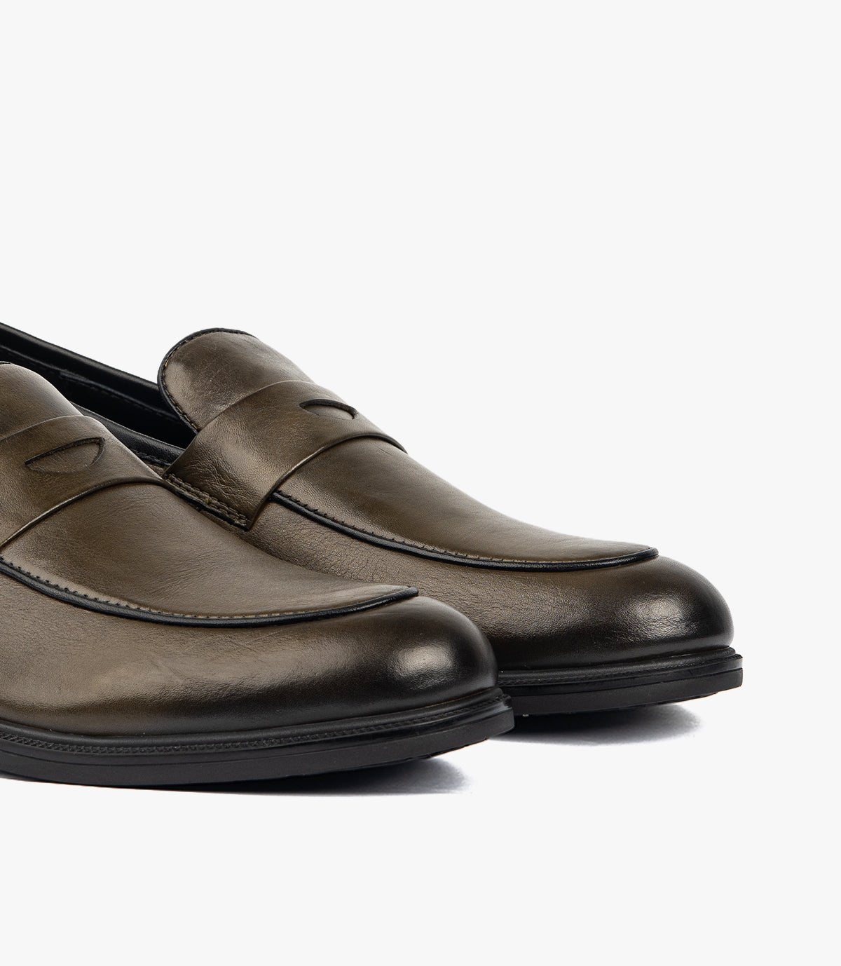 Mocassin Penny Loafer en Cuir, Kaki – CL2001