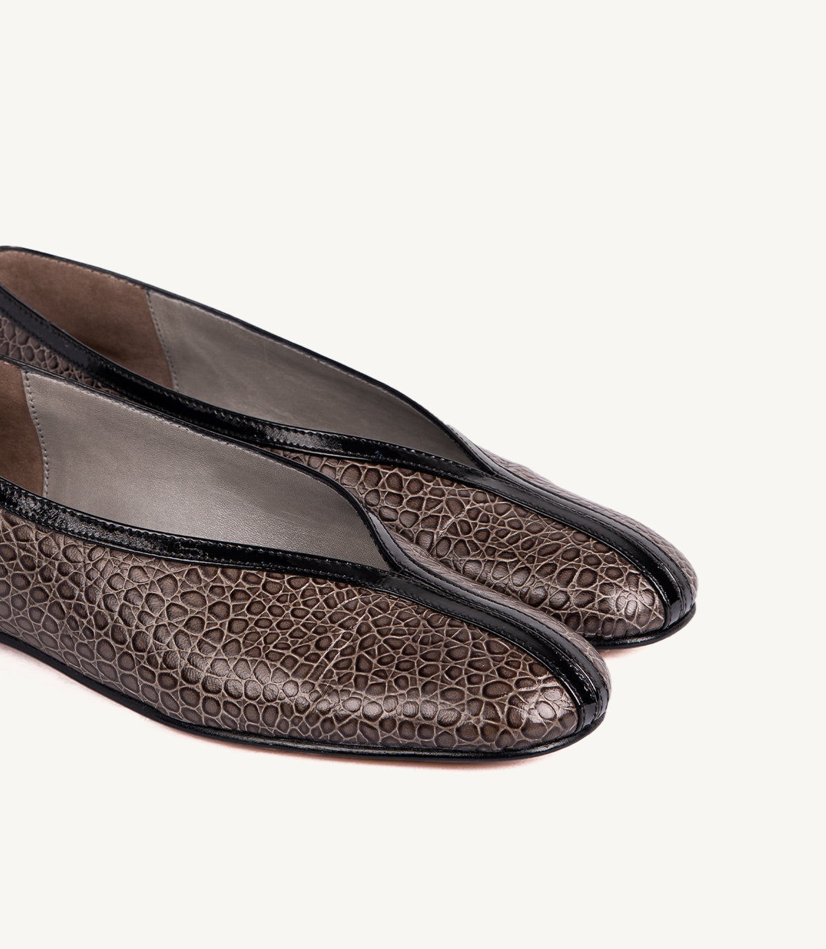 BALLERINE - LOUSY EN CUIR CROCO TAUPE
