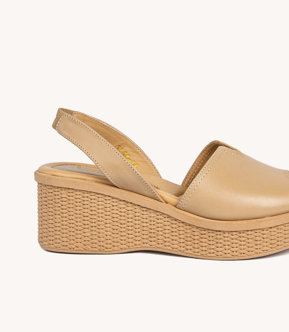 Sandale Compensée NAYA en Cuir, Beige – 1516
