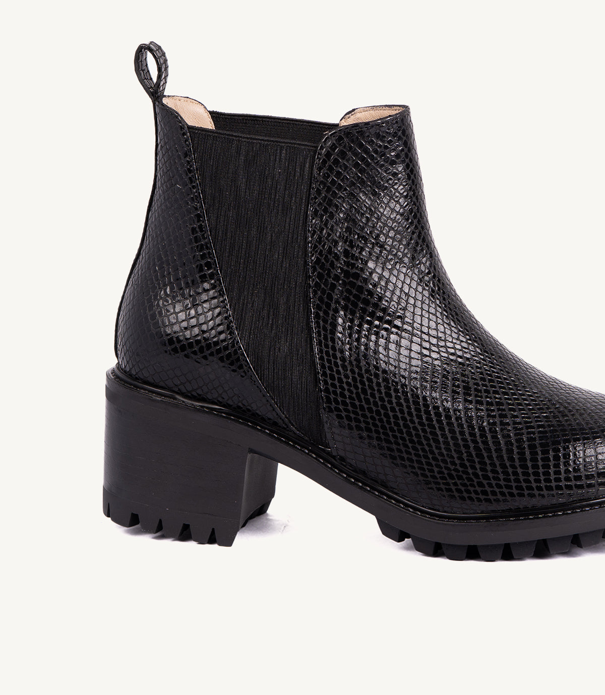 BOTTINE BLACK EN CUIR EFFET SERPENT NOIR
