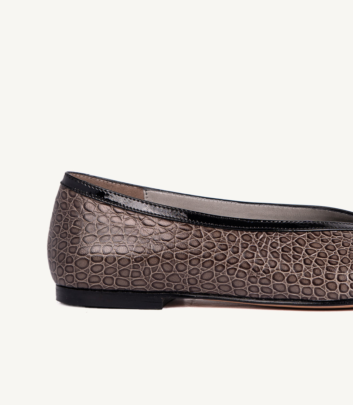 BALLERINE - LOUSY EN CUIR CROCO TAUPE
