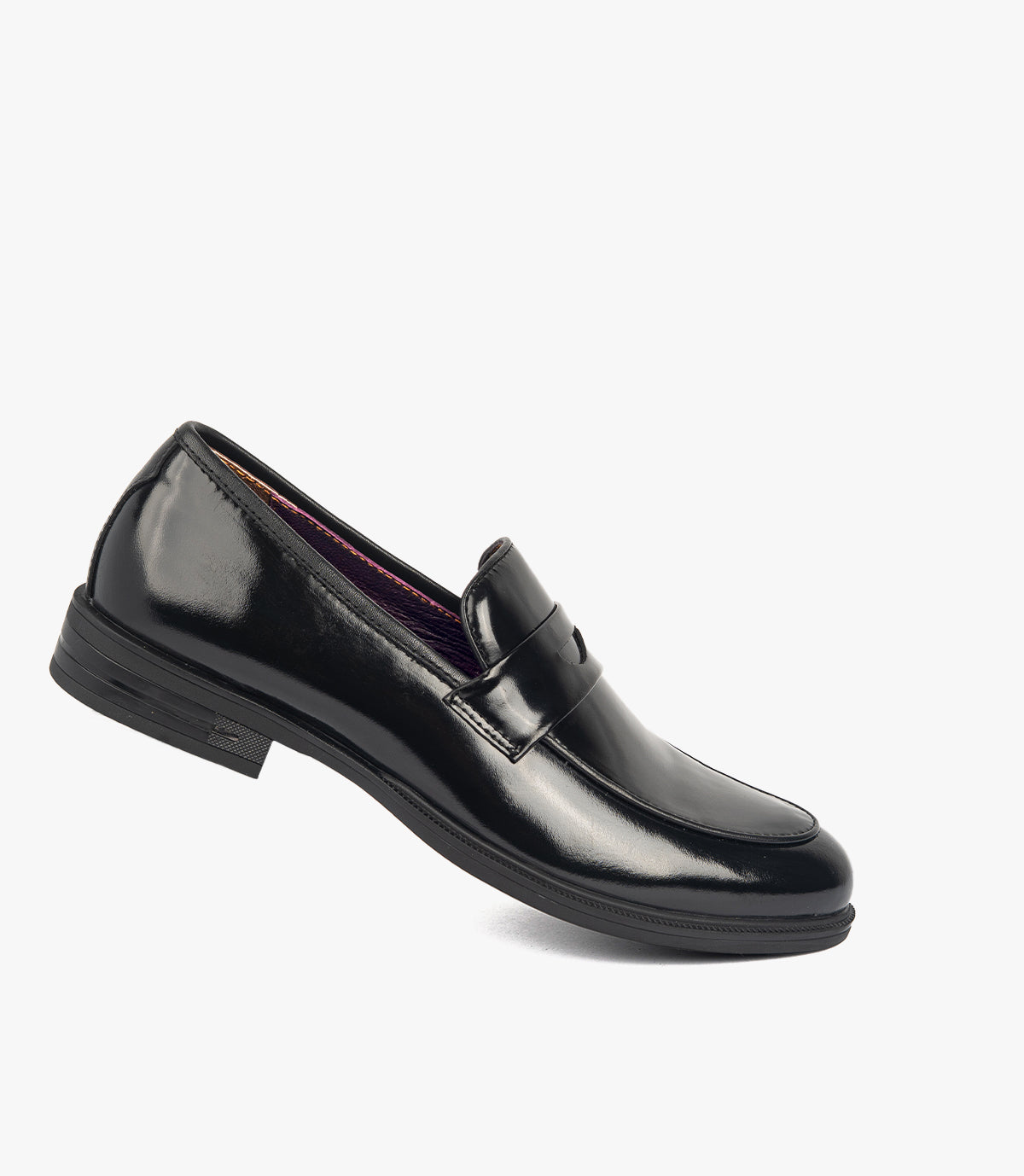 Mocassin Penny Loafer en Cuir, Noir Démasquable CL2001