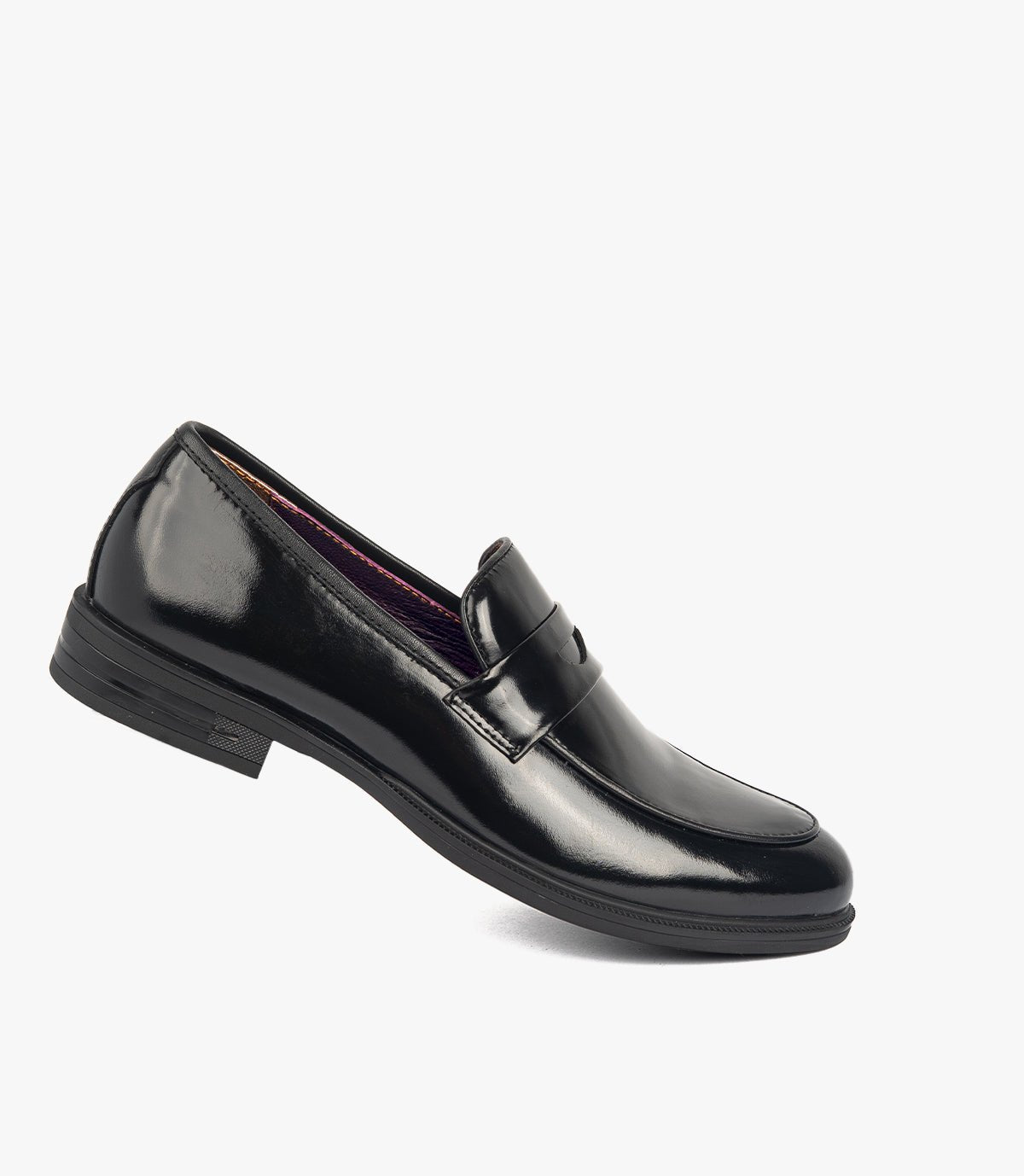 Mocassin Penny Loafer en Cuir, Noir Démasquable CL2001