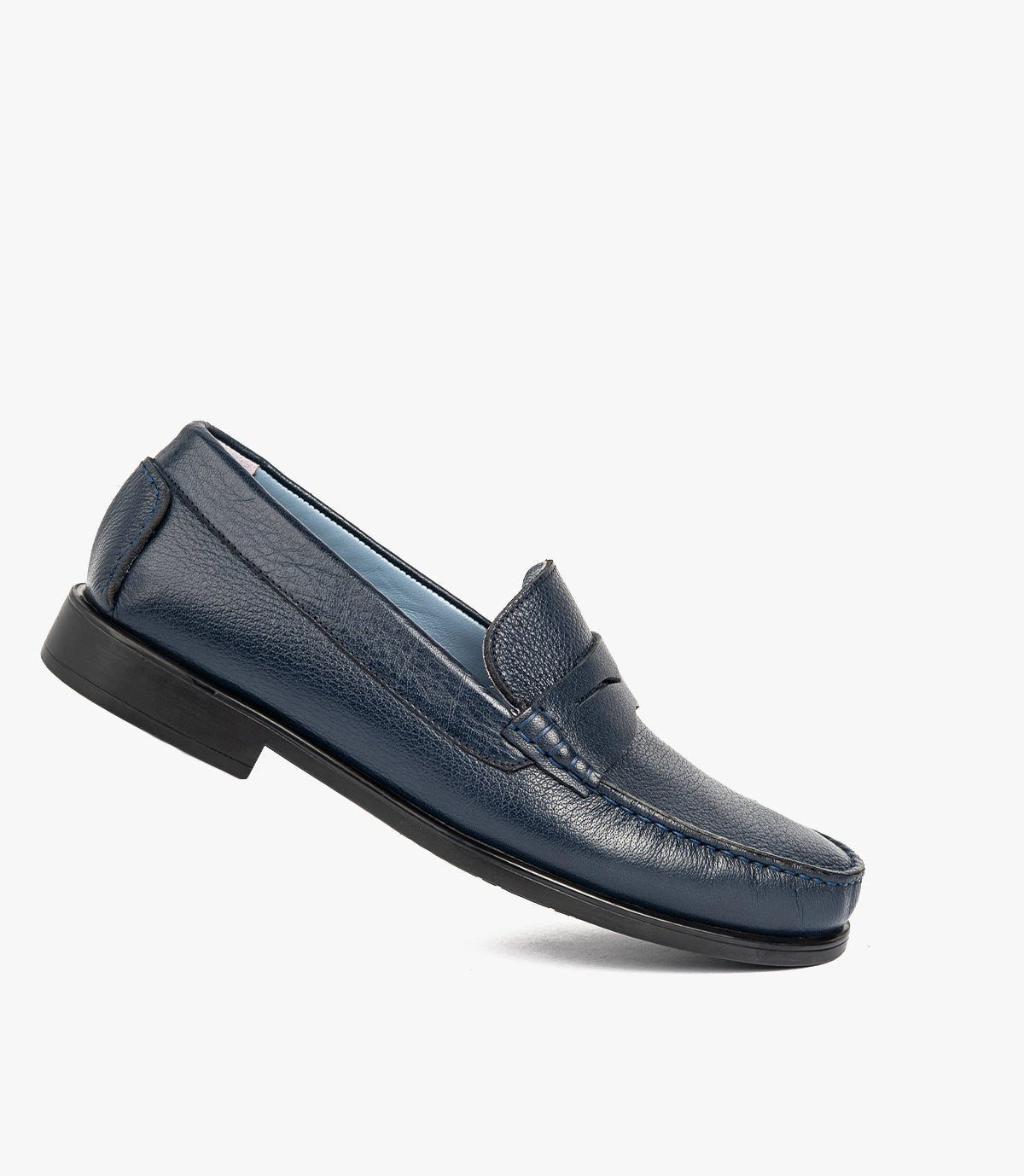 Mocassin ORSON en Cuir, Bleu Nuit – CL110