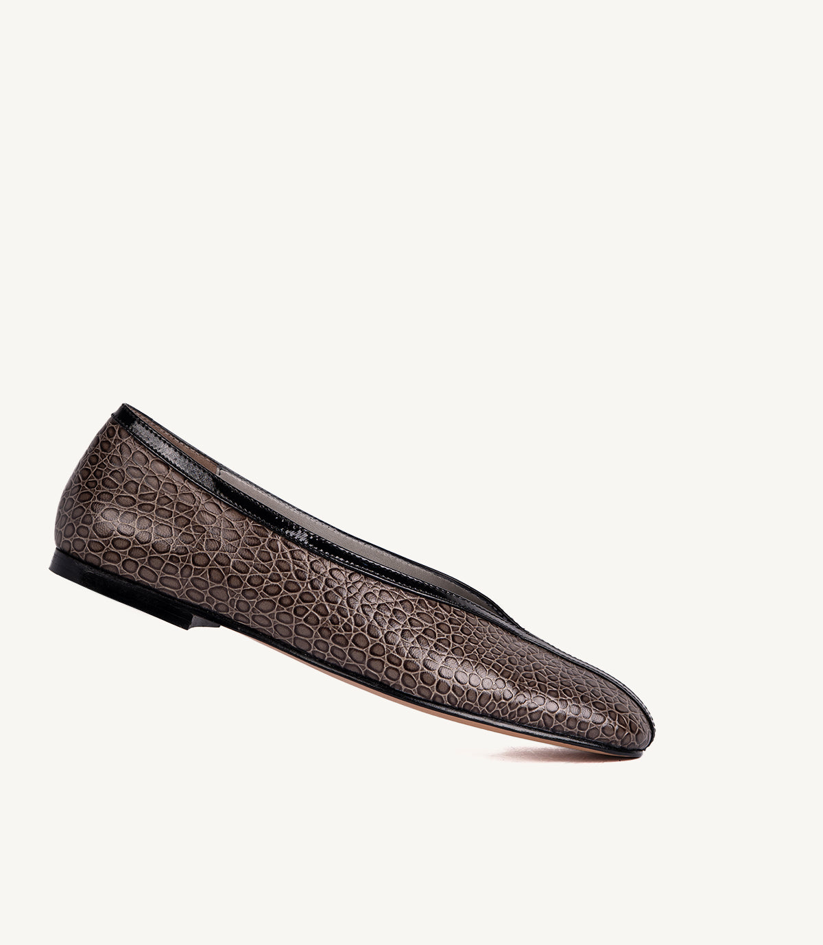 BALLERINE - LOUSY EN CUIR CROCO TAUPE