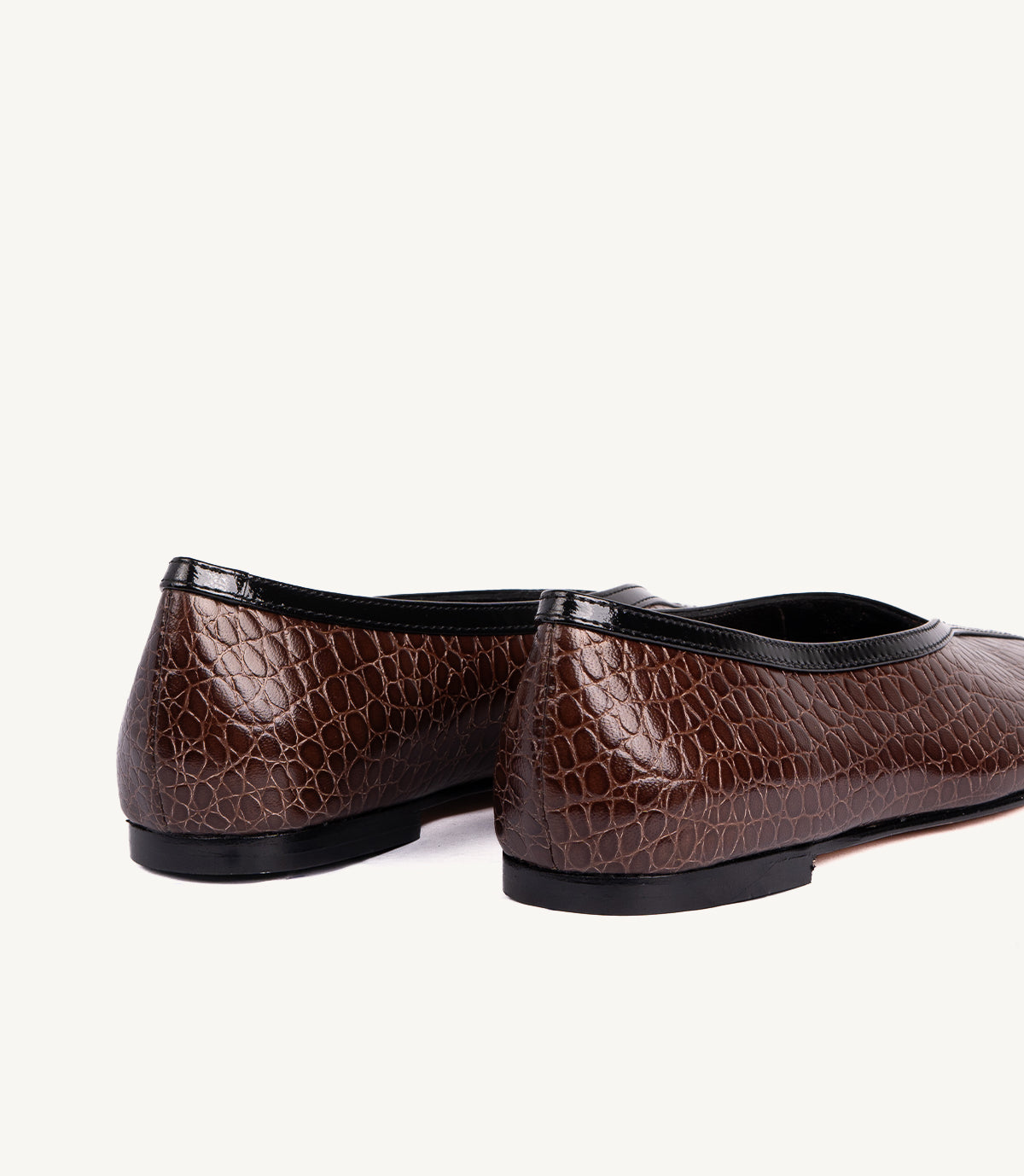BALLERINE LOUSY EN CUIR EFFET CROCO MARRON