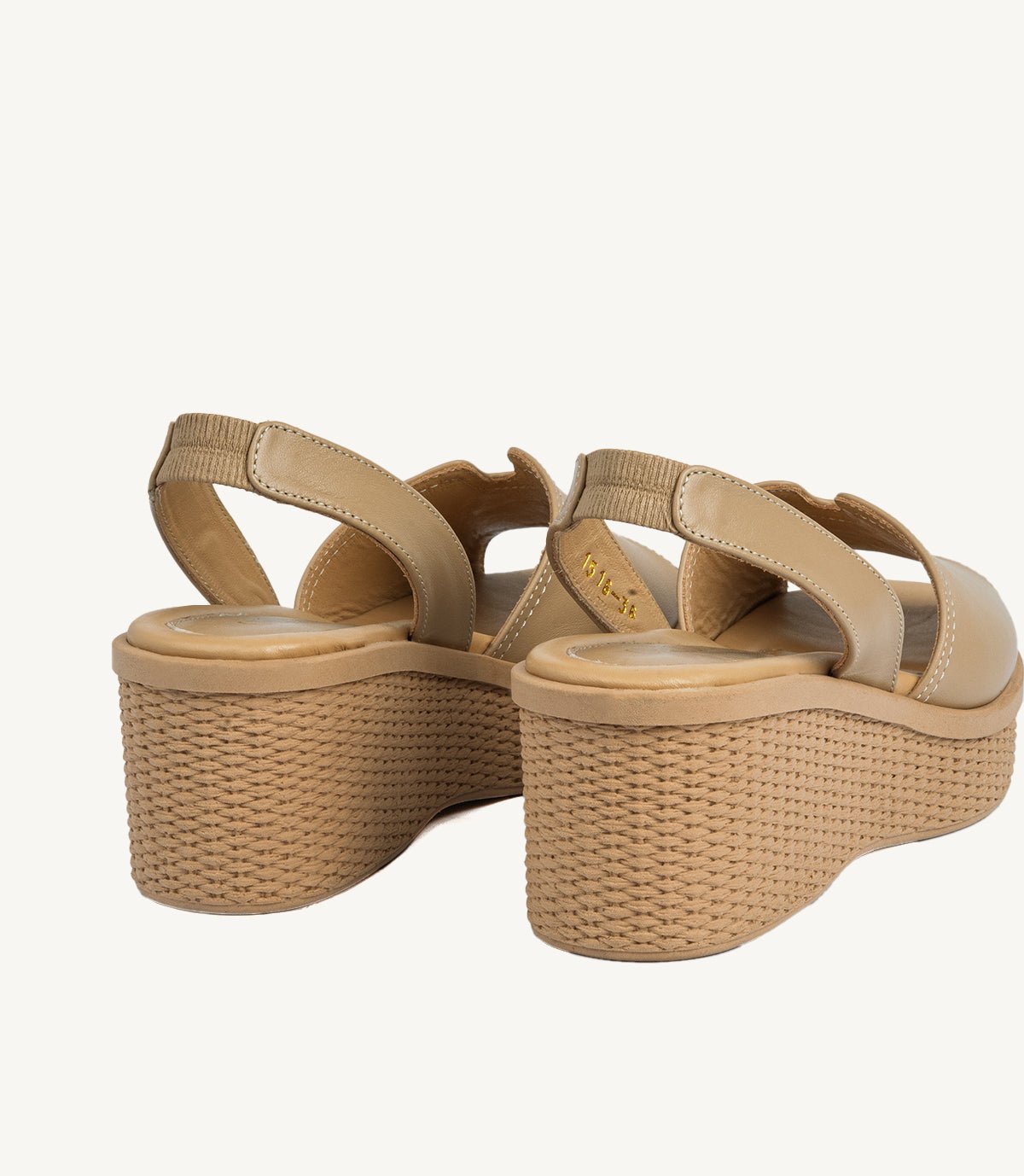 Sandale Compensée NAYA en Cuir, Beige – 1516