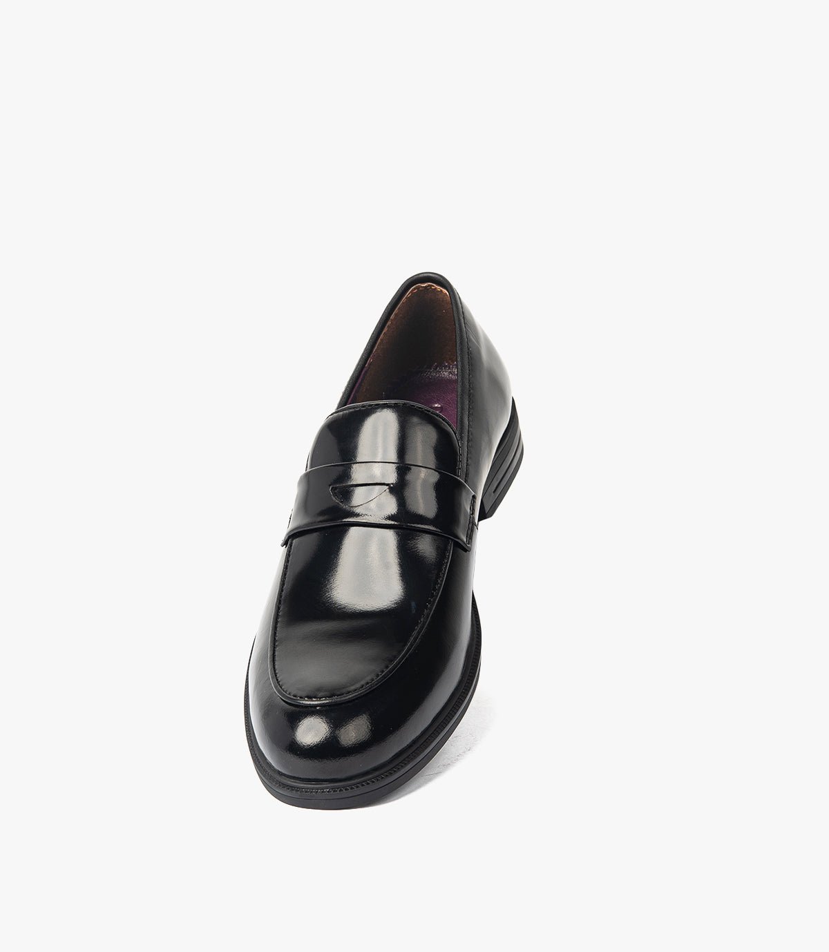 Mocassin Penny Loafer en Cuir, Noir Démasquable CL2001