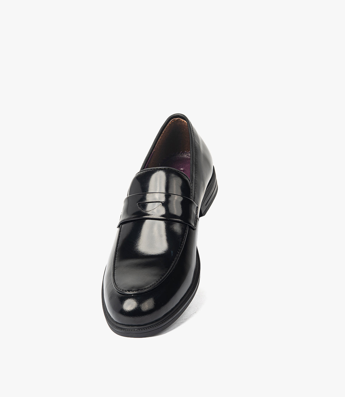 Mocassin Penny Loafer en Cuir, Noir Démasquable CL2001