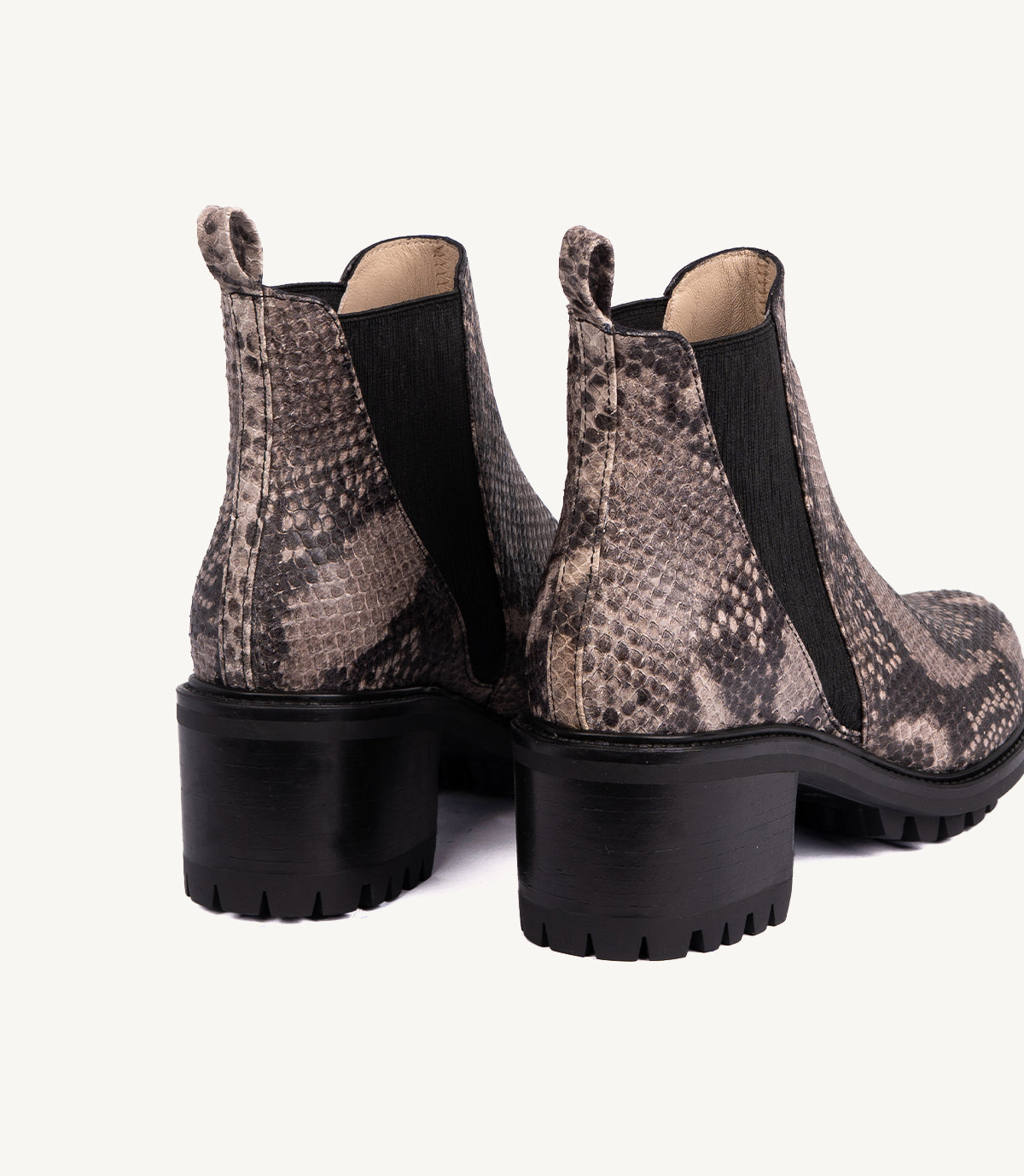 BOTTINE BLACK EN CUIR EFFET SERPENT TAUPE
