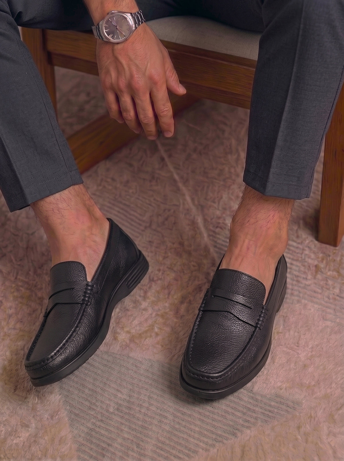 MOCASSIN EDEN EN CUIR, NOIR – CL146
