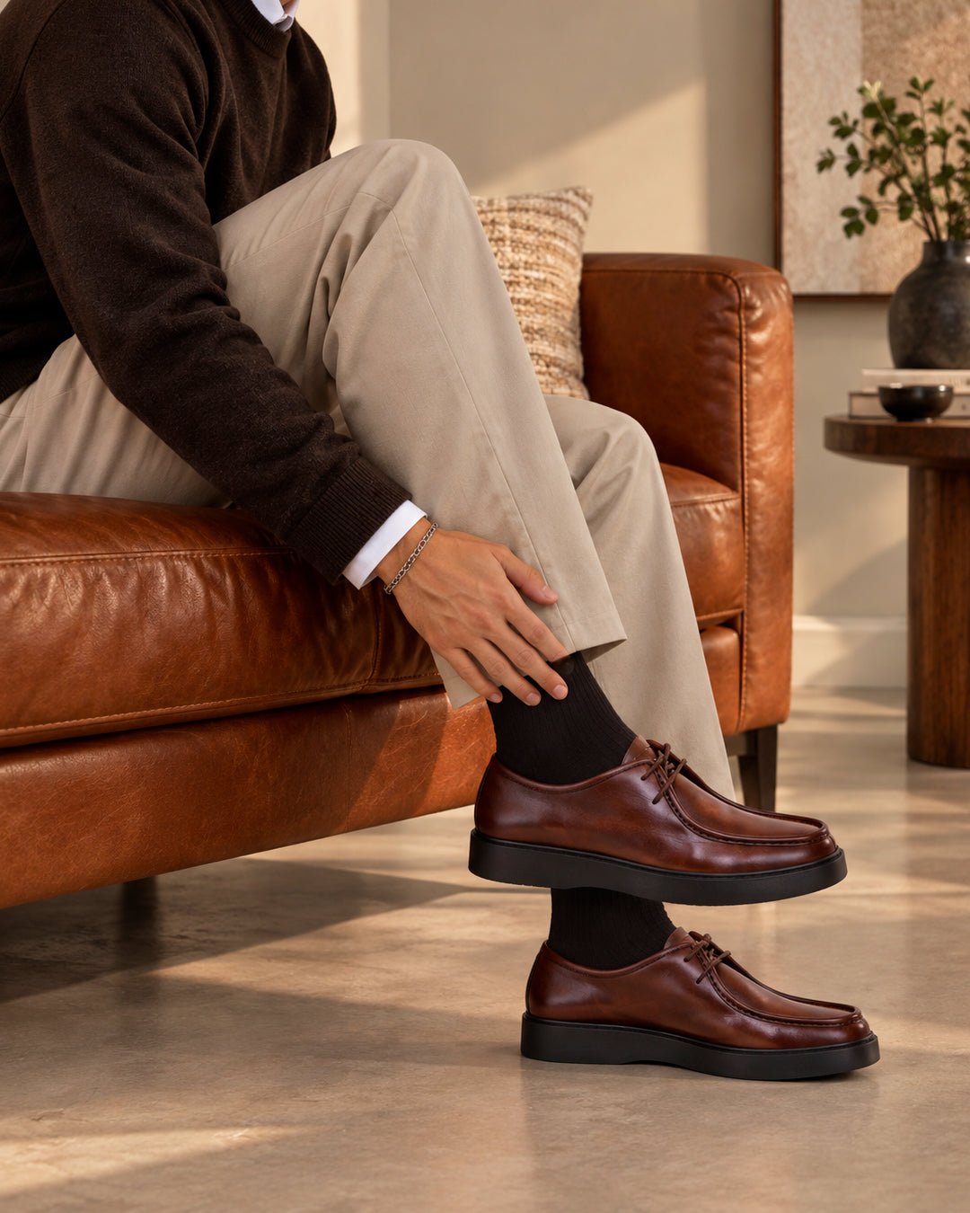 Leather derby En Marron, Classique  – CL327