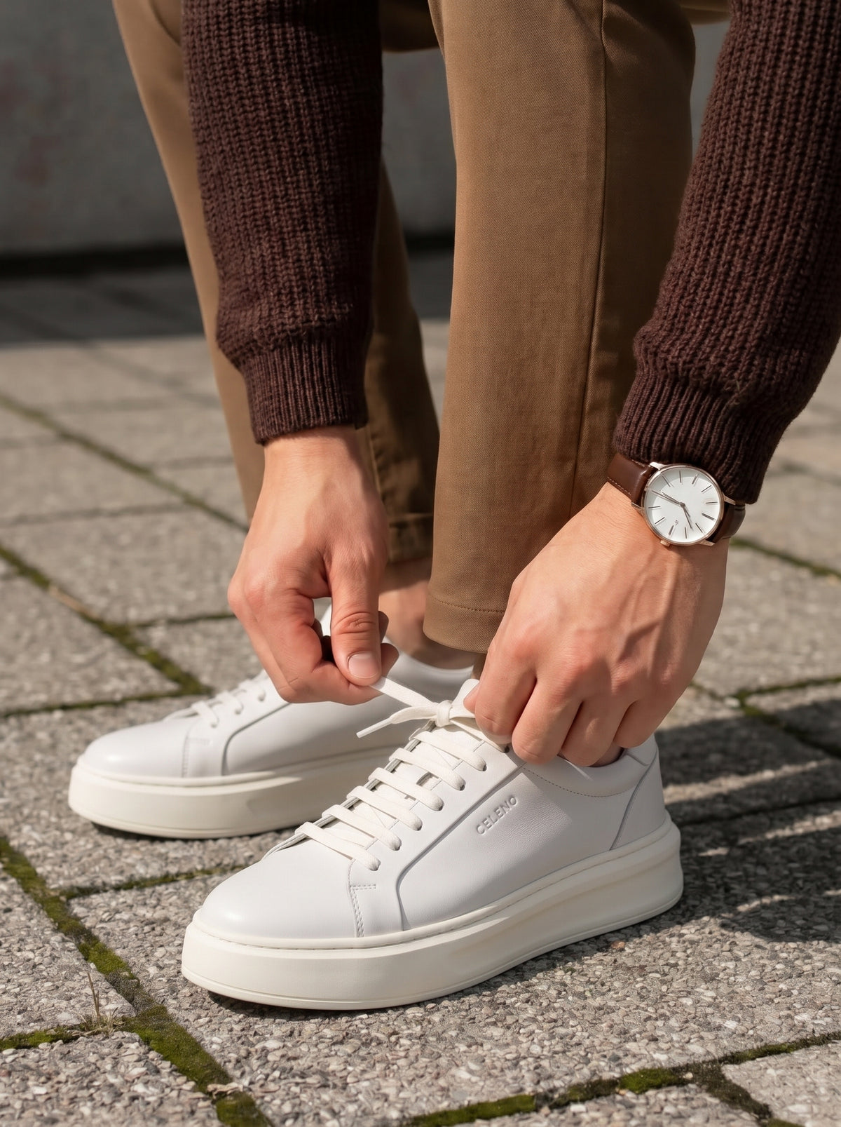 BASKET ROYALE en Cuir, Blanc – CL6065