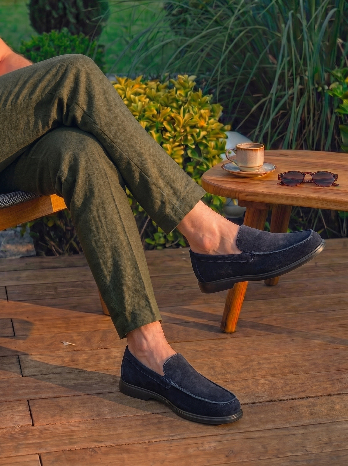 MOCASSIN NERIO EN DAIM, BLEU NUIT – CL337