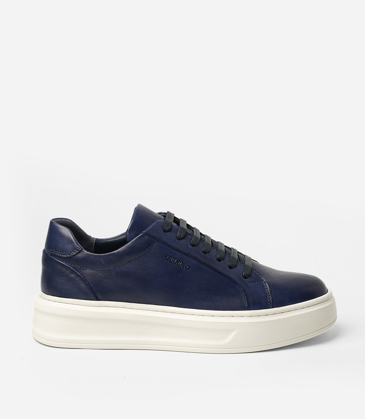 BASKET ROGUE en Cuir, Bleu Nuit– CL6073