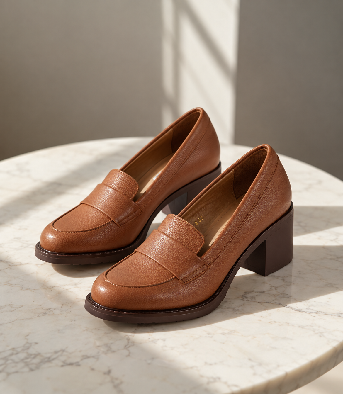 MOCASSIN - SOFIA EN CUIR TABAC - CL2300