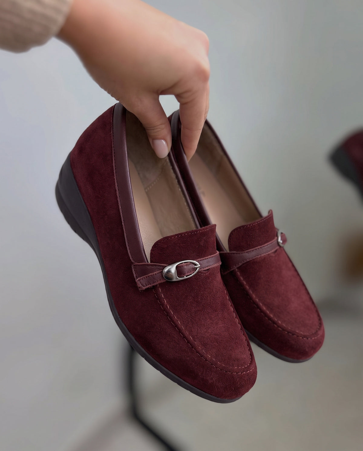 MOCASSIN CHICO EN DAIM BORDEAUX